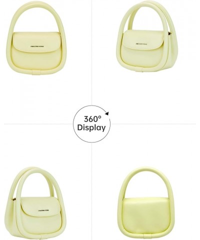 Small Top Handle Purses for Women, Designer Leather Handbag Removable Crossbody Strap with Box, Soft Bag Goose Yellow $40.00 ...