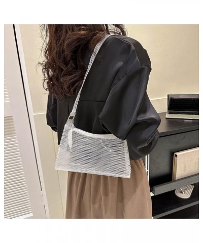 Women Fashion Shoulder Bag PVC See Through Shopping Bag Mesh Simple Lightweight Large Capacity for Birthday Gift White $6.09 ...