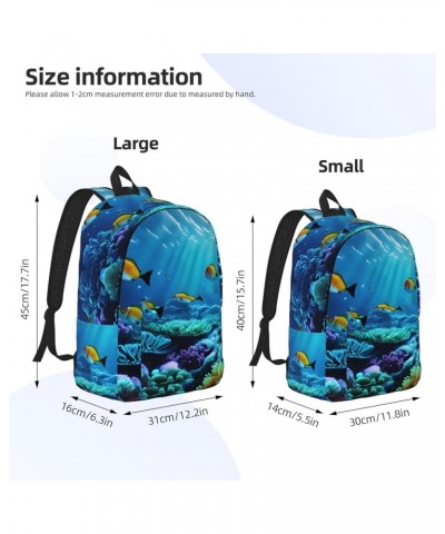 Tranquil Underwater Scenery Print Casual Double Shoulder Daypack,Anti-Theft Travel Canvas Backpack For Men And Women Black Sm...