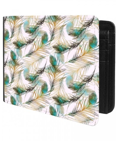 Unique Desige Pattern - Peacock Feather, Slim Front Pocket Wallet Billfold RFID Blocking $12.50 Wallets