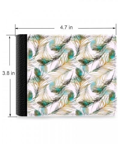 Unique Desige Pattern - Peacock Feather, Slim Front Pocket Wallet Billfold RFID Blocking $12.50 Wallets