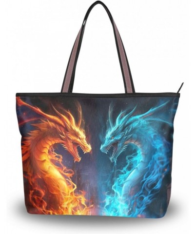 Two Dragon Fire Tote Bag for Women Casual Shoulder Bag Women Hobo Bag Top Handle Handbag for Shopping Travel Work $11.96 Totes