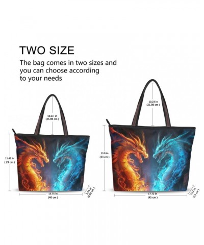 Two Dragon Fire Tote Bag for Women Casual Shoulder Bag Women Hobo Bag Top Handle Handbag for Shopping Travel Work $11.96 Totes