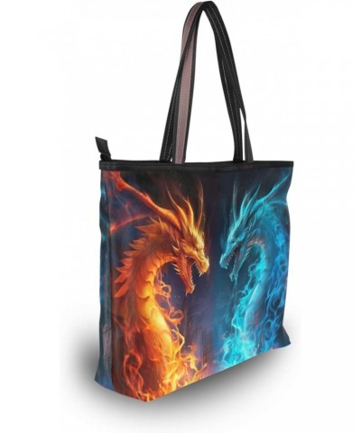 Two Dragon Fire Tote Bag for Women Casual Shoulder Bag Women Hobo Bag Top Handle Handbag for Shopping Travel Work $11.96 Totes