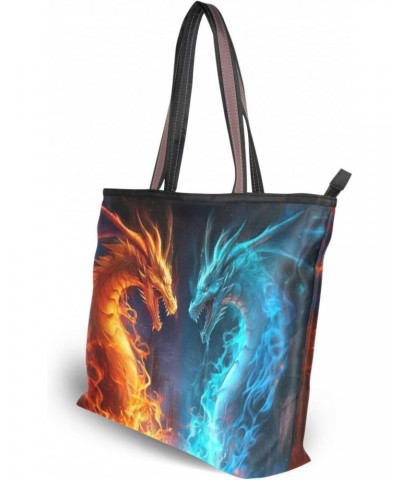 Two Dragon Fire Tote Bag for Women Casual Shoulder Bag Women Hobo Bag Top Handle Handbag for Shopping Travel Work $11.96 Totes