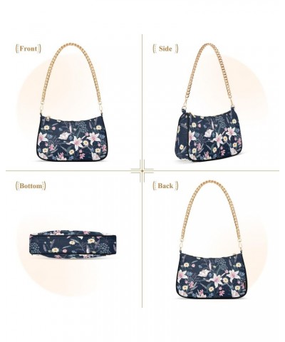 Shoulder Bag for Women, Floral Flowers Lily Daisy Pattern Tote Bag Small Purses Cute Mini Zipper Handbag with Chain Strap $13...