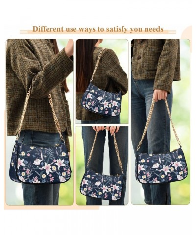 Shoulder Bag for Women, Floral Flowers Lily Daisy Pattern Tote Bag Small Purses Cute Mini Zipper Handbag with Chain Strap $13...