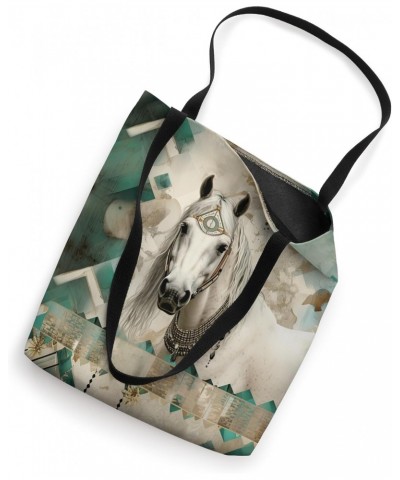 Pastel Teal Horse Floral Collage Modern Cowgirl Pattern Tote Bag $11.50 Totes