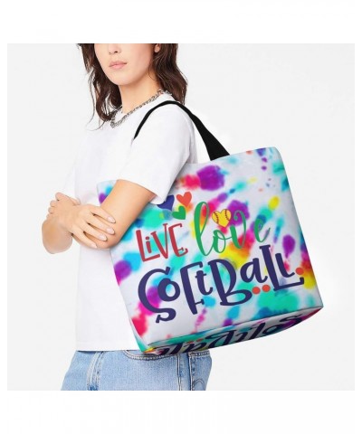 Live Love Softball Tiedye Shoulder Shopping Bag Fashion Tote Bag Commuter Bags for Women $12.97 Totes