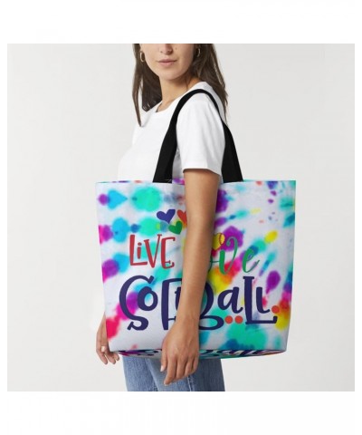 Live Love Softball Tiedye Shoulder Shopping Bag Fashion Tote Bag Commuter Bags for Women $12.97 Totes