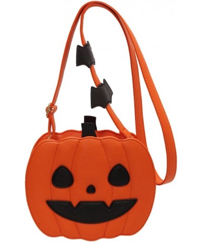 Pumpkin Crossbody Bag Purse Novelty Halloween Devil Shoulder Bag for Women Funny Bat Wing Crossbody Purse Orange Happy $19.05...