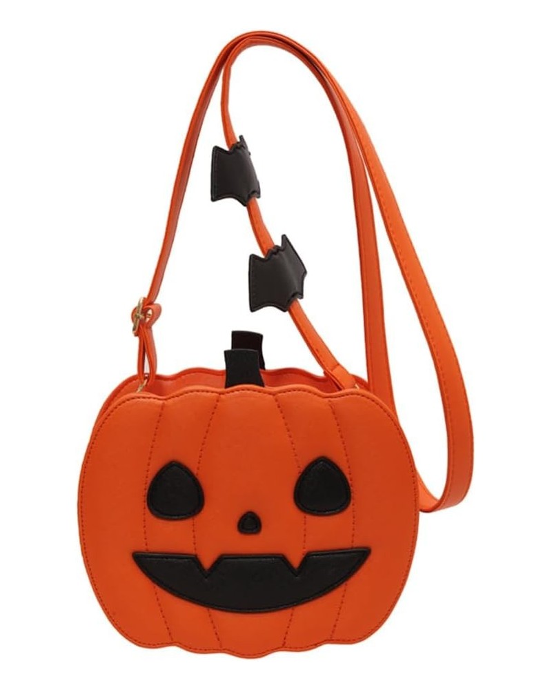 Pumpkin Crossbody Bag Purse Novelty Halloween Devil Shoulder Bag for Women Funny Bat Wing Crossbody Purse Orange Happy $19.05...