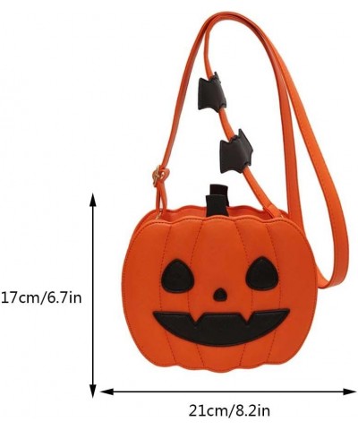 Pumpkin Crossbody Bag Purse Novelty Halloween Devil Shoulder Bag for Women Funny Bat Wing Crossbody Purse Orange Happy $19.05...