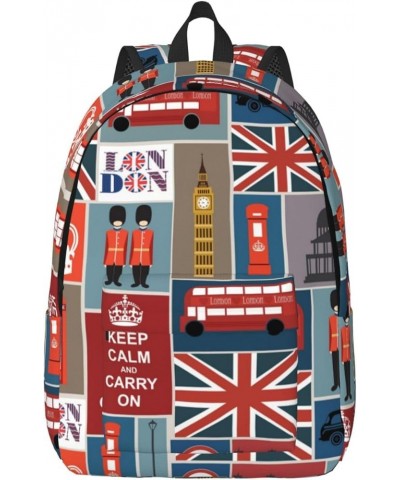 England Symbols Print Unisex Canvas Backpack Cute Backpack For Travel Sports Casual Aesthetic Backpack Black Medium $19.79 Ba...