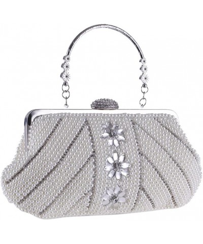 Women's Bag Clutch Bag With Handle Pearl Bag Dinner Party Bag Cocktail Light Colored Women's Bag D $49.74 Evening Bags