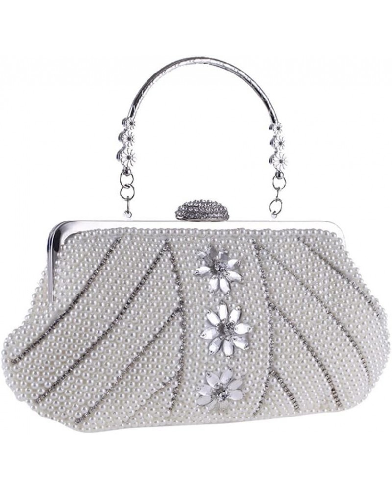 Women's Bag Clutch Bag With Handle Pearl Bag Dinner Party Bag Cocktail Light Colored Women's Bag D $49.74 Evening Bags