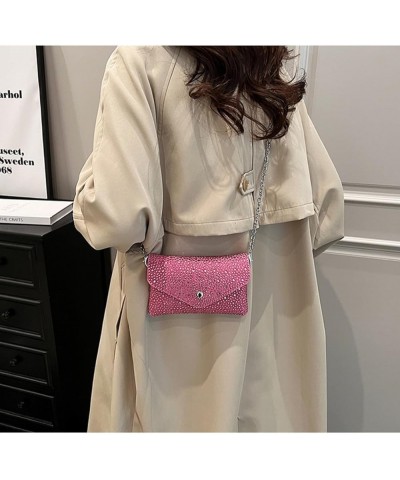 Small Rhineston Crossbody Purse for Women Trendy Womens Chain Shoulder Bag White $27.53 Totes