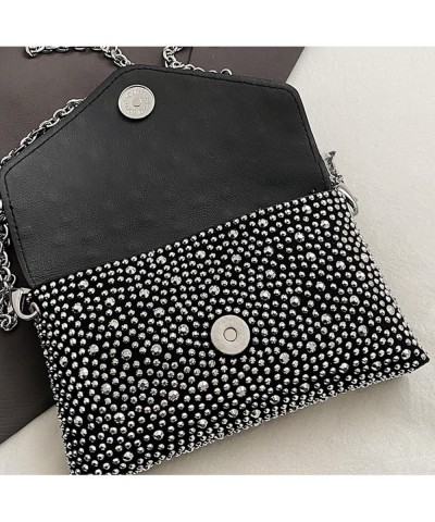 Small Rhineston Crossbody Purse for Women Trendy Womens Chain Shoulder Bag White $27.53 Totes