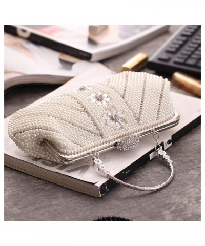 Women's Bag Clutch Bag With Handle Pearl Bag Dinner Party Bag Cocktail Light Colored Women's Bag D $49.74 Evening Bags