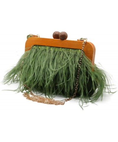 Women's Feather Clutch Purse Fluffy Ostrich Feather Evening Bag Bride Furry Handbag Purse Wedding Party Crossbody Bag Green $...