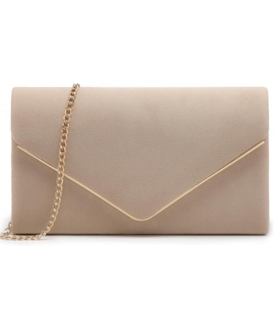 Women Faux Suede Evening Clutch Bags Formal Party Clutches Wedding Purses Cocktail Prom Clutches Nude $14.27 Evening Bags