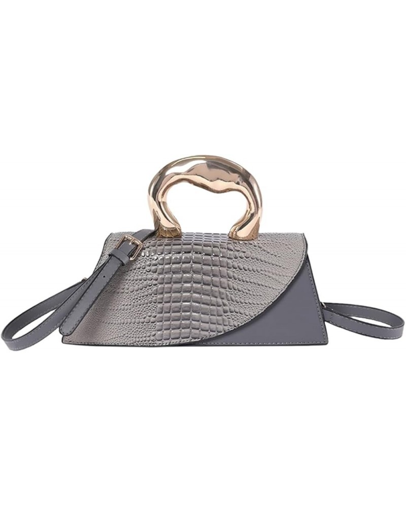 Women Vegan Leather Evening Handbag Crocodile Pattern Handle Clutch Purse Cross Body Envelope Bag C-grey $15.65 Evening Bags