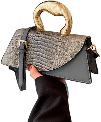 Women Vegan Leather Evening Handbag Crocodile Pattern Handle Clutch Purse Cross Body Envelope Bag C-grey $15.65 Evening Bags