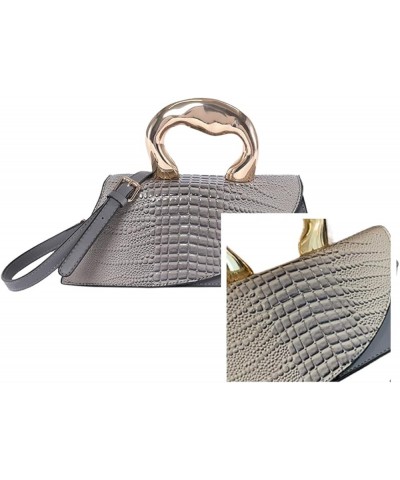 Women Vegan Leather Evening Handbag Crocodile Pattern Handle Clutch Purse Cross Body Envelope Bag C-grey $15.65 Evening Bags