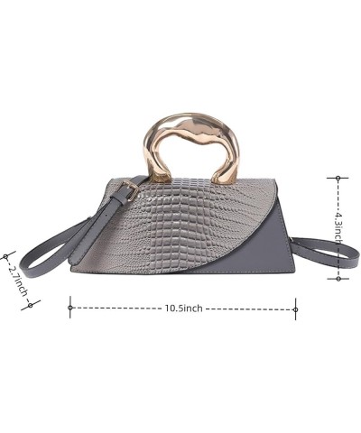 Women Vegan Leather Evening Handbag Crocodile Pattern Handle Clutch Purse Cross Body Envelope Bag C-grey $15.65 Evening Bags