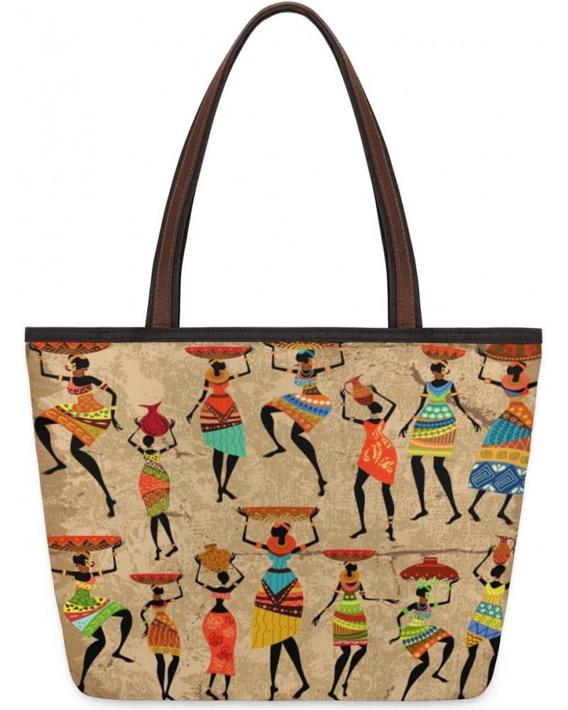 Women Tote Bag Large Handbag Vintage Tribal African Woman Shoulder Bag Zippered Satchel Purse Work Travel Beach Bag $12.14 Sa...