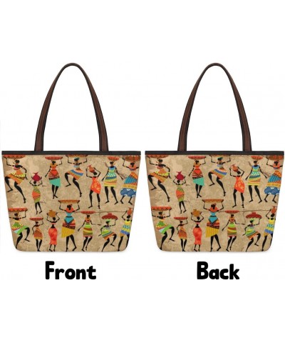 Women Tote Bag Large Handbag Vintage Tribal African Woman Shoulder Bag Zippered Satchel Purse Work Travel Beach Bag $12.14 Sa...