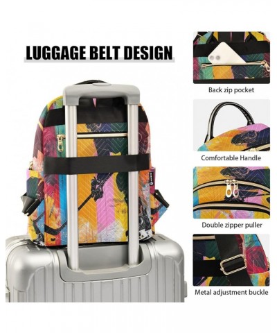 Ice Hockey Player Rainbow Women Backpack Purse Ladies Fashion Shoulder Bag Daypack Travel Bag 10L Small $17.84 Backpacks