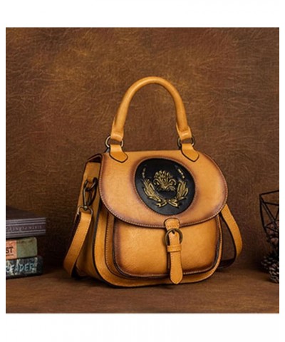 Genuine Leather Crossbody Handbags Backpack Purse For Women Top Handmade Vintage Handle Bags Hobo Bag Multifunction (yellow) ...