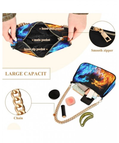 Shoulder Bags for Women Blue and Red Fiery Dragons Hobo Tote Handbag Small Clutch Purse with Zipper Closure $14.88 Shoulder Bags