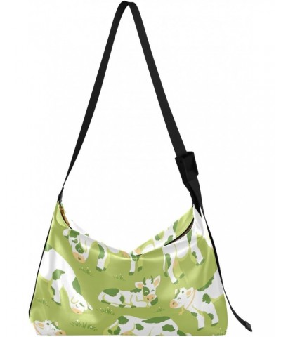 Shoulder Bags Cows on Field Pattern Green Men Sling Purse Fall Womens Purses Crossbody $14.52 Hobo Bags