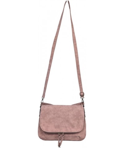 Women's Addison Crossbody Medium Purse with Zipper Flap, with adjustable strap, Saddle Bag for Women Mauve Suede $15.07 Shoul...