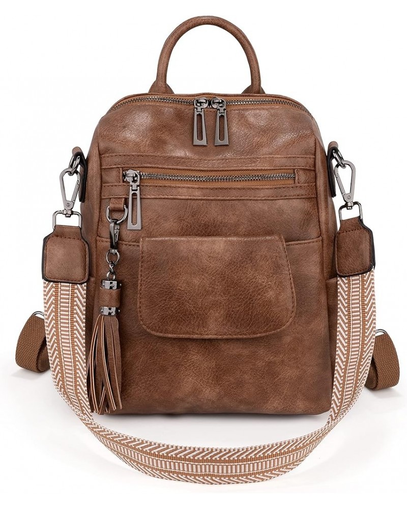 Women Travel Backpack Purse 3 ways PU Leather Ladies Rucksack Shoulder Bag Small 1256 Brown $22.79 Backpacks