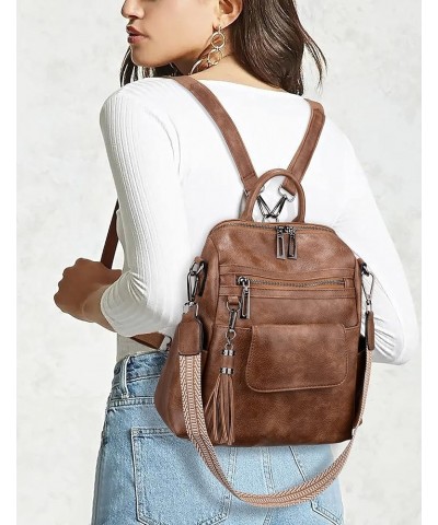 Women Travel Backpack Purse 3 ways PU Leather Ladies Rucksack Shoulder Bag Small 1256 Brown $22.79 Backpacks