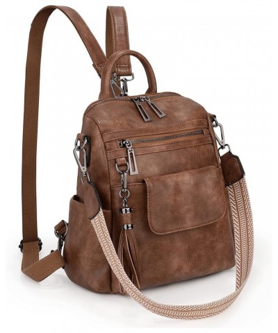 Women Travel Backpack Purse 3 ways PU Leather Ladies Rucksack Shoulder Bag Small 1256 Brown $22.79 Backpacks