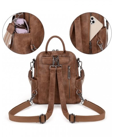 Women Travel Backpack Purse 3 ways PU Leather Ladies Rucksack Shoulder Bag Small 1256 Brown $22.79 Backpacks