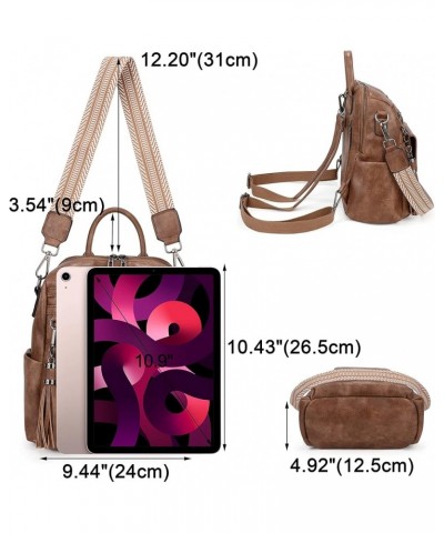 Women Travel Backpack Purse 3 ways PU Leather Ladies Rucksack Shoulder Bag Small 1256 Brown $22.79 Backpacks