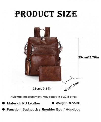 Backpack Purse for Women Fashion PU Leather Travel Satchel Handbag Shoulder Bag with Purse Design 2 Piece Black Brown 2 $14.7...