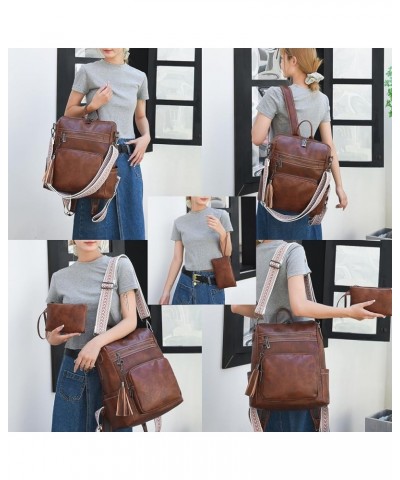 Backpack Purse for Women Fashion PU Leather Travel Satchel Handbag Shoulder Bag with Purse Design 2 Piece Black Brown 2 $14.7...