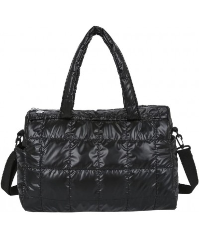 Puffer Tote Bag for Women, Quilted Cotton Padd signer, nter n Padd Shoulr Bag th Adjustable Strap-Blk Section E-black $17.34 ...