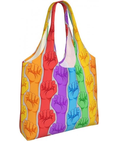 Paint Drips Single Shoulder Commuter Canvas Tote Bags For Women And Men Lgbt Rainbow Fist $11.87 Totes