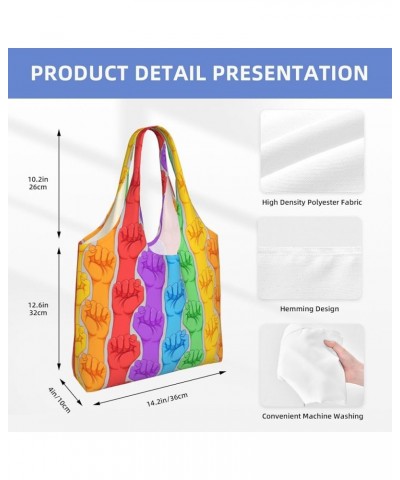 Paint Drips Single Shoulder Commuter Canvas Tote Bags For Women And Men Lgbt Rainbow Fist $11.87 Totes