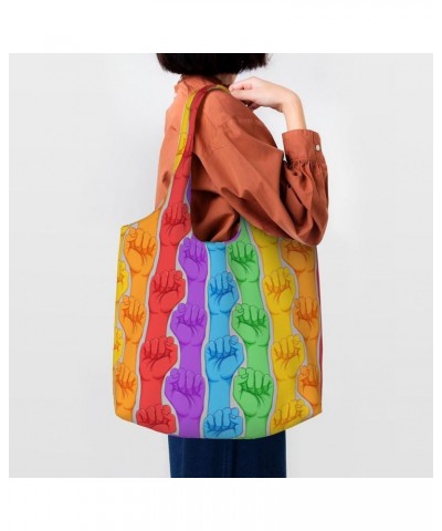 Paint Drips Single Shoulder Commuter Canvas Tote Bags For Women And Men Lgbt Rainbow Fist $11.87 Totes