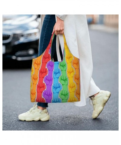 Paint Drips Single Shoulder Commuter Canvas Tote Bags For Women And Men Lgbt Rainbow Fist $11.87 Totes