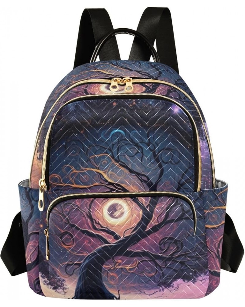 Small Fashion Backpack for Women Fantastic Galaxy Tree Print Ladies Travel Daypack Aesthetic Shoulder Bag 10.2×5.1×12.5 IN $1...