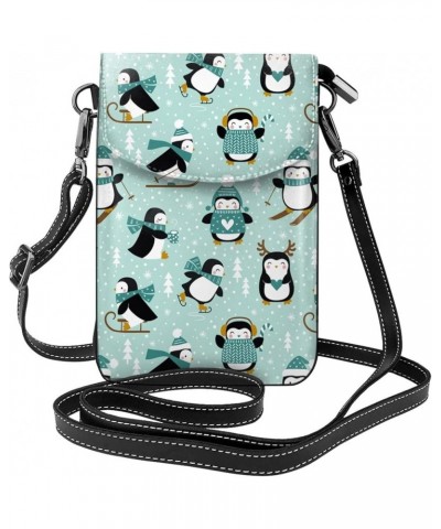 Crossbody Phone Bags for Women Leather Cell Phone Purse Lightweight Cell Phone Wallet Winter Penguins Snowflakes $17.66 Cross...